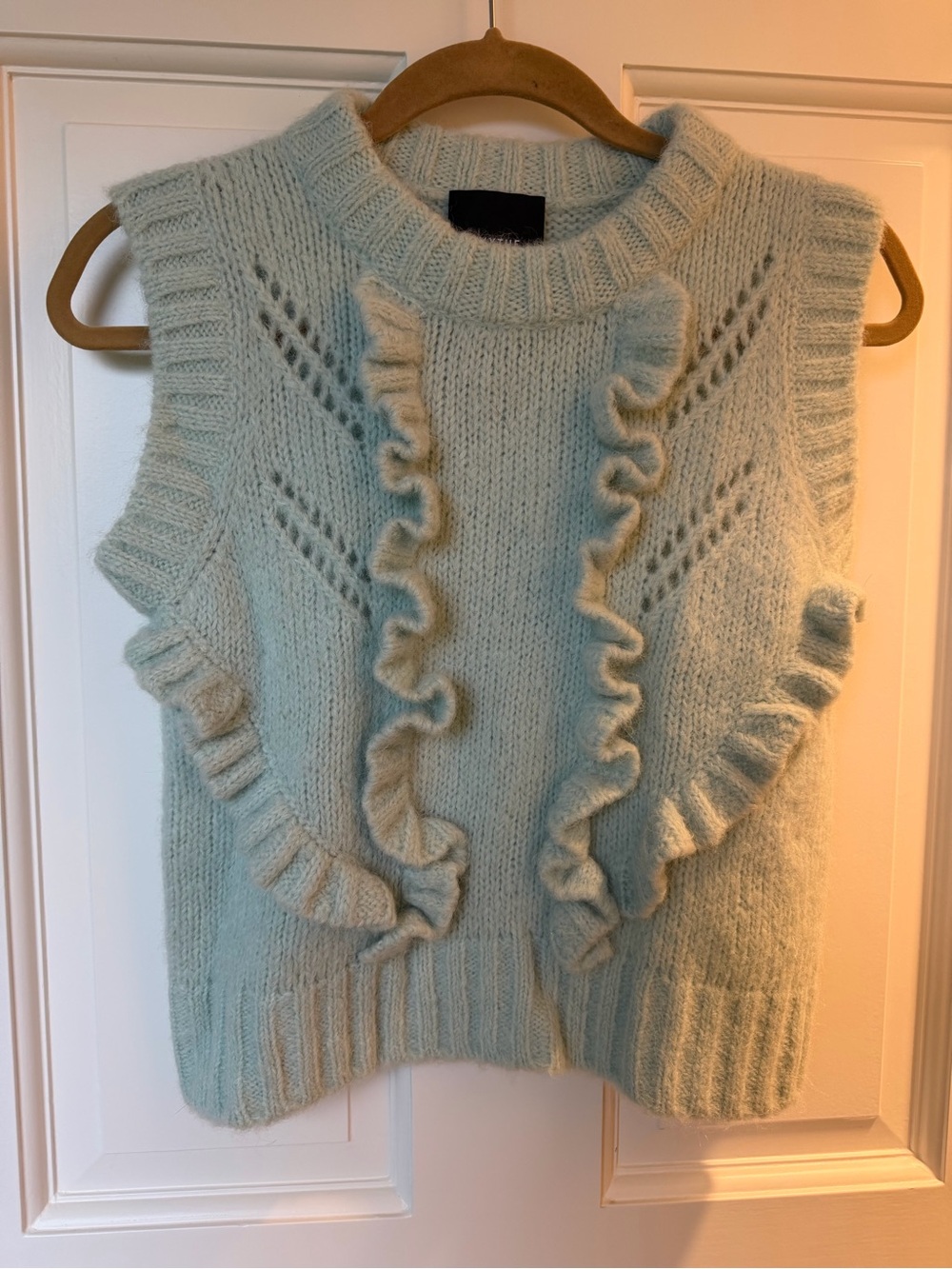 SMYTHE  Mint Green  Knit Ruffle Sweater Vest size small
